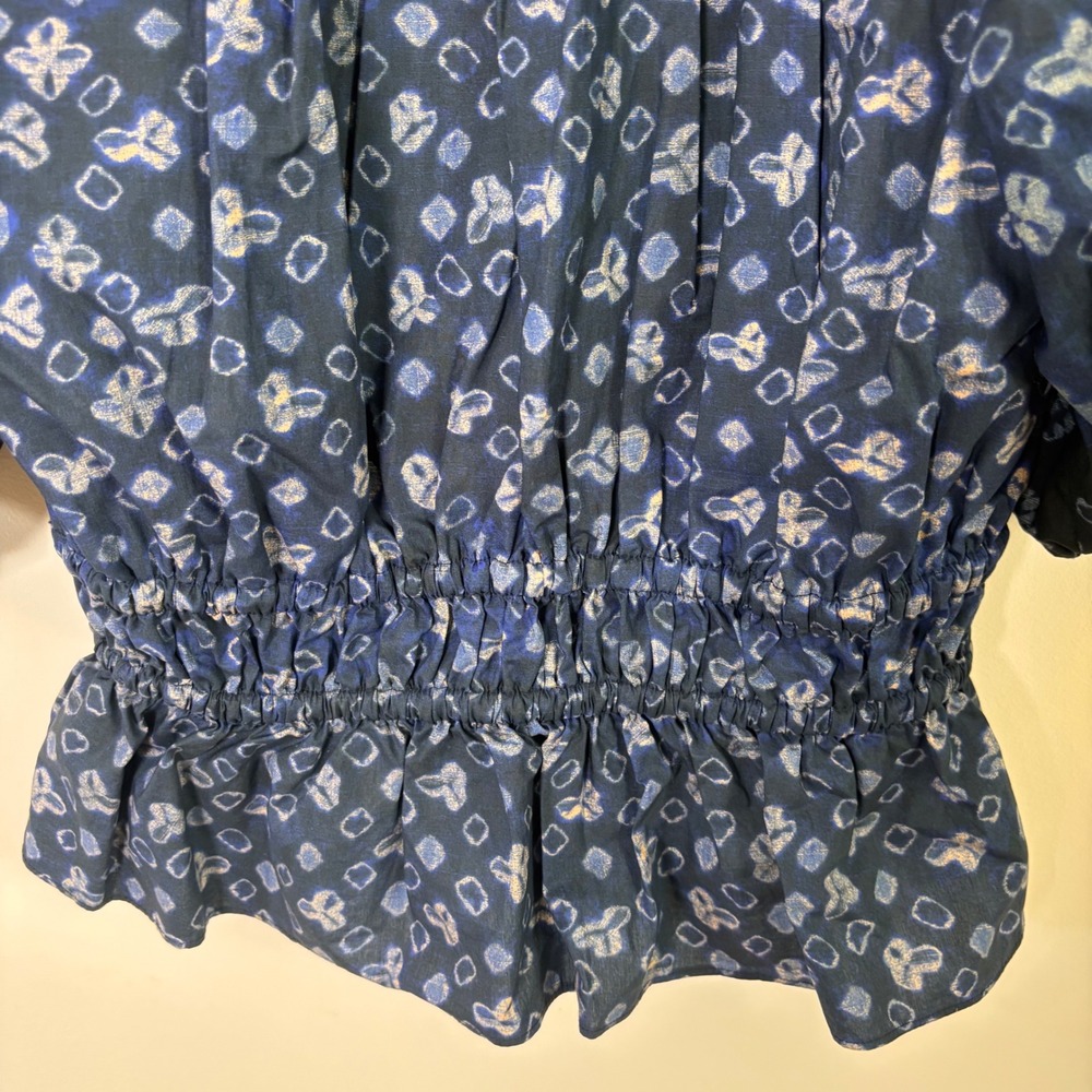 Ulla Johnson Womens Blouse Sz 2 Blue Puff Sleeve Cotton Shirt Cottagecore - Picture 6 of 10